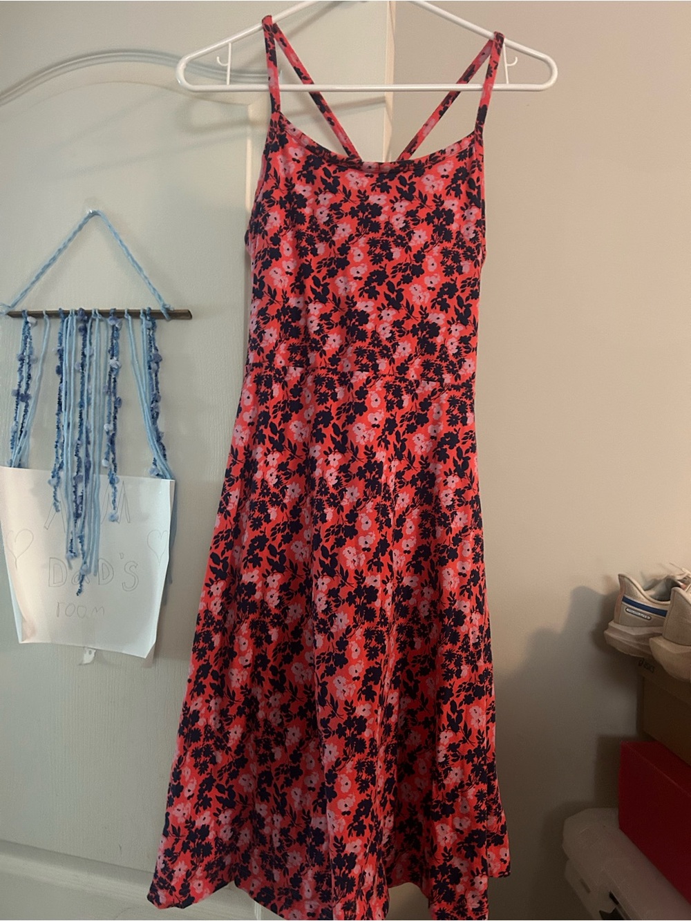 Pact Coral and Black Floral Mini Dress